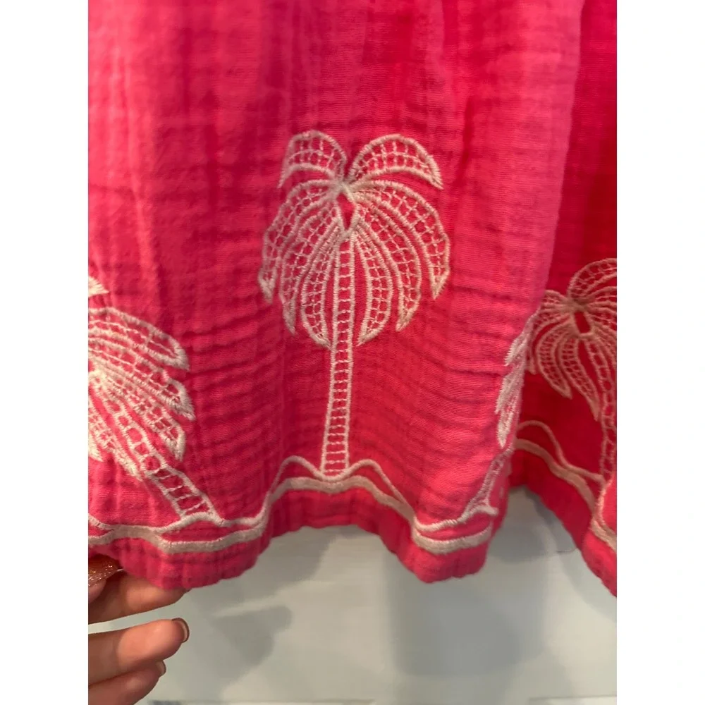 Old Navy Gauze Dress Pink Palm‎ Tree Embroidered Summer Sundress 4T